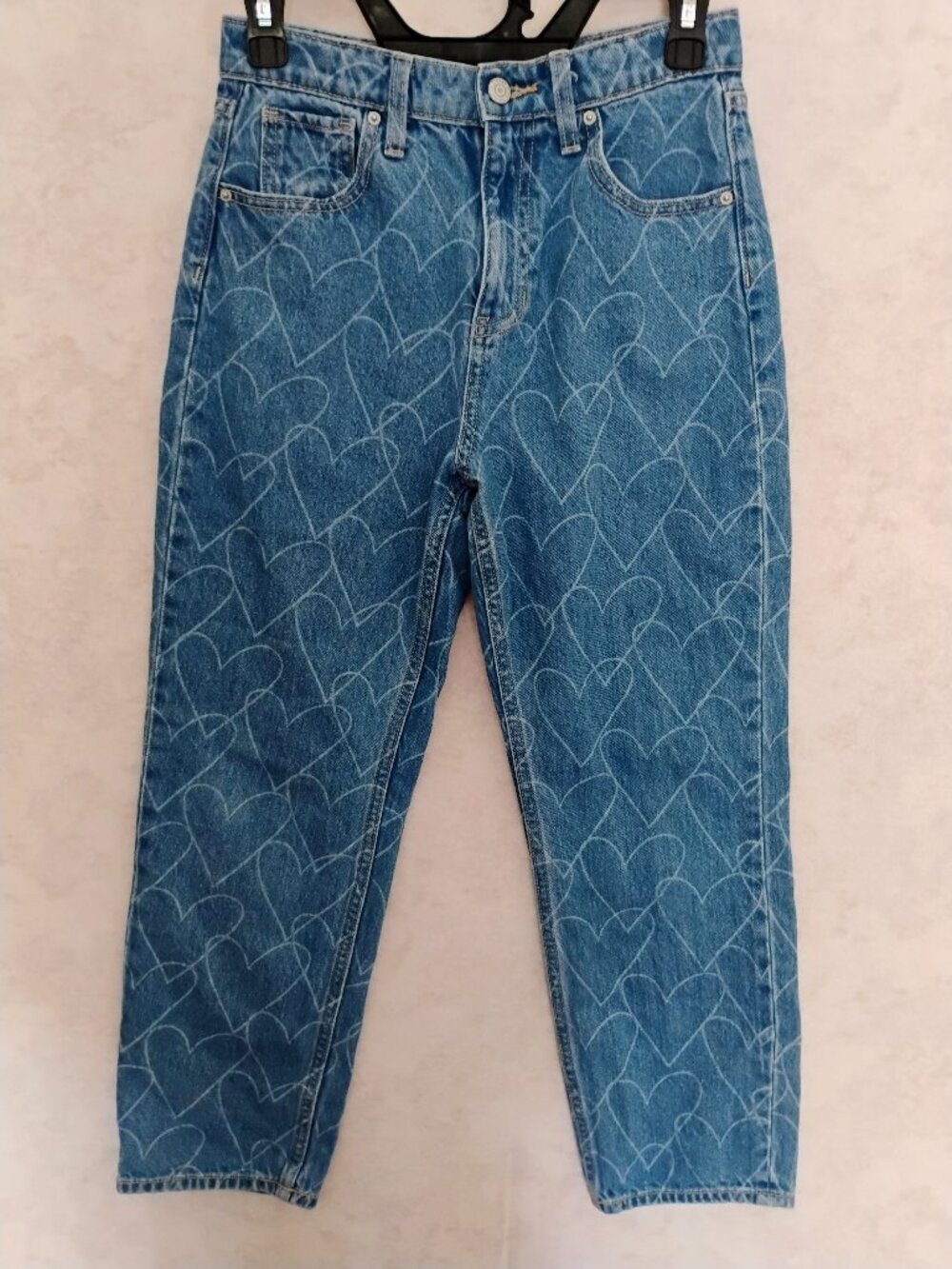 Old Navy Heart Print High-Rise Slouchy Jeans Size 12